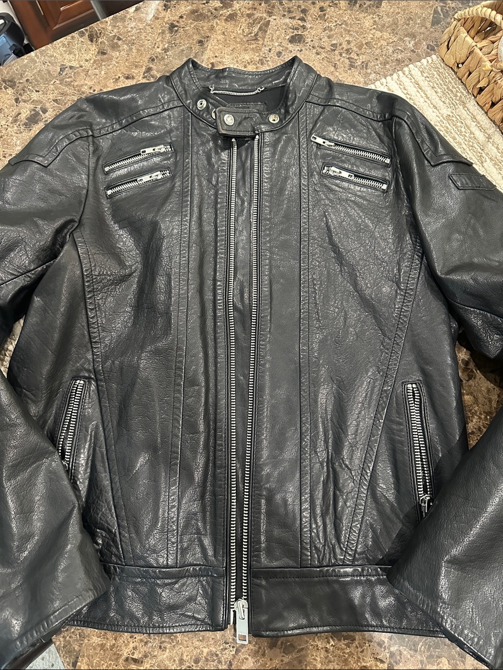 DIESEL Men's Black 100% auth Leather Jacket